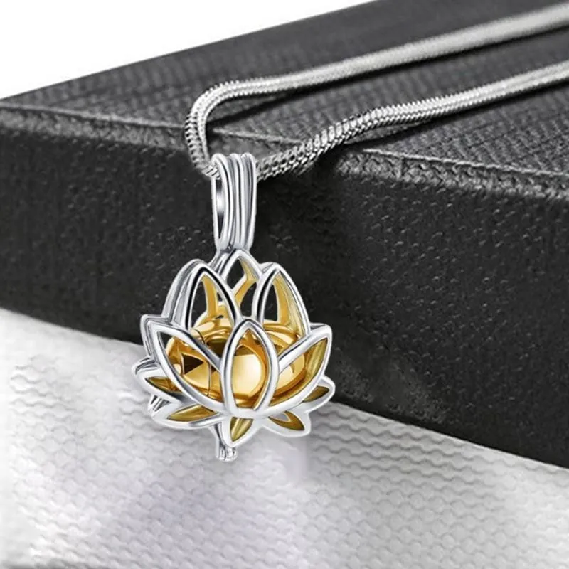 Urn Of Memories X Mystical Passion New Collection! Gift Necklace Lotus Flower Holds Mini Urn for Ashes Stainless Steel Cremation Jewelry Pendant Necklace For Ashes