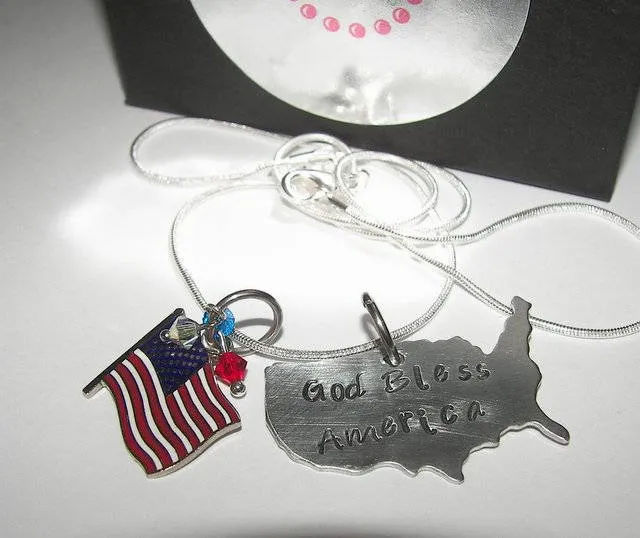 USA necklace personalized  partiotic jewelry, custom personalized hand stamped  necklace,military wife jewelry handstamped jewelry