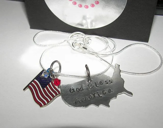 USA necklace personalized  partiotic jewelry, custom personalized hand stamped  necklace,military wife jewelry handstamped jewelry