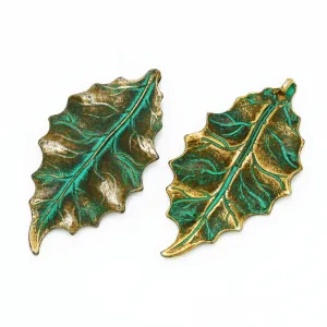 Verdigris Patina Pendant Setting,Jewelry Pendant Charms,Cameo Leaf,Pendant Fingdings,Thickness 3mm,sold 20pcs/lot