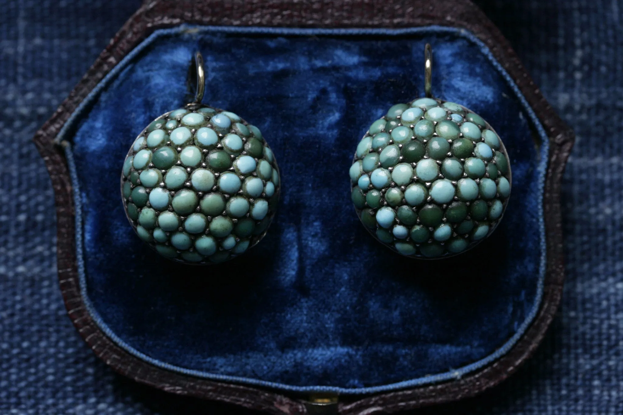 Victorian Pavé Turquoise Dome Earrings