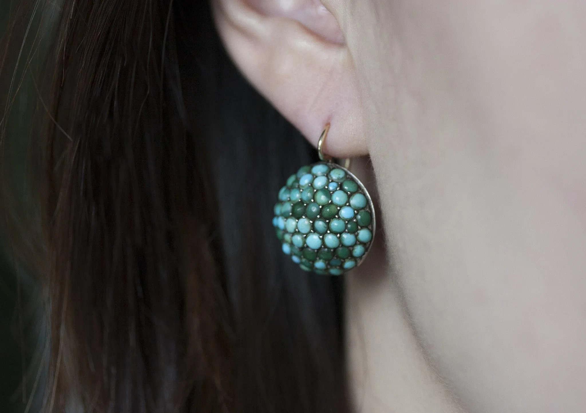 Victorian Pavé Turquoise Dome Earrings