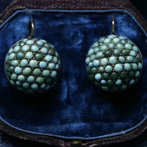 Victorian Pavé Turquoise Dome Earrings