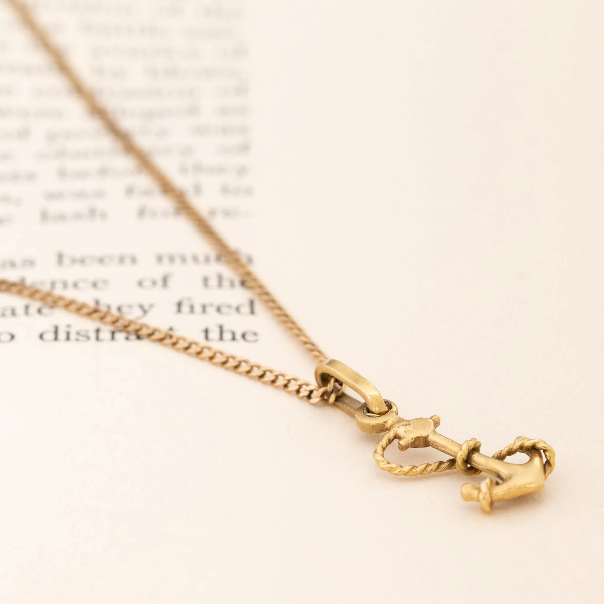 Vintage Gold Anchor Necklace, 14kt