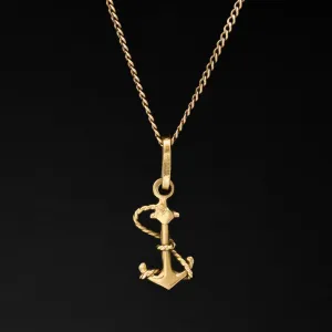Vintage Gold Anchor Necklace, 14kt
