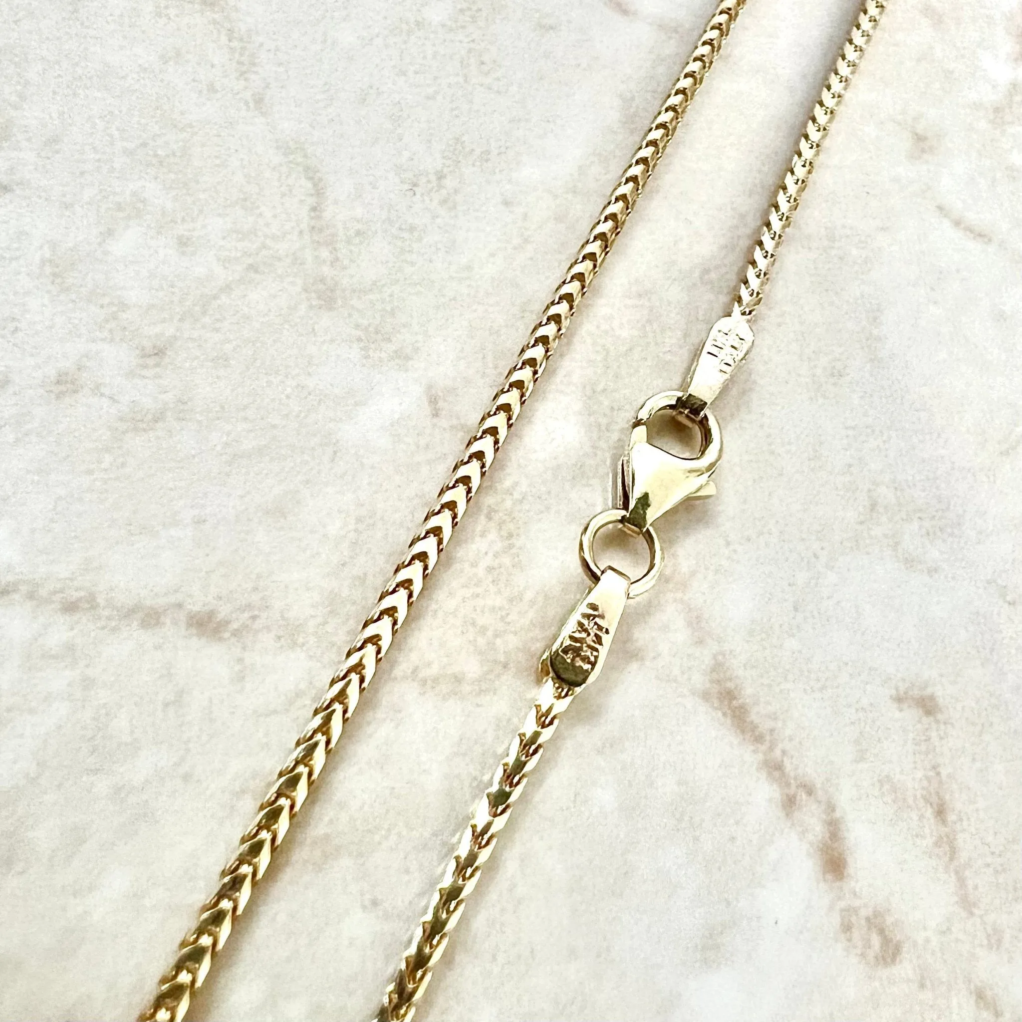 Vintage Italian 14 Karat Yellow Gold Box Chain Necklace