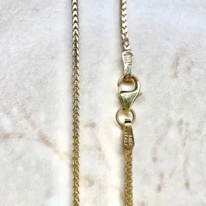 Vintage Italian 14 Karat Yellow Gold Box Chain Necklace