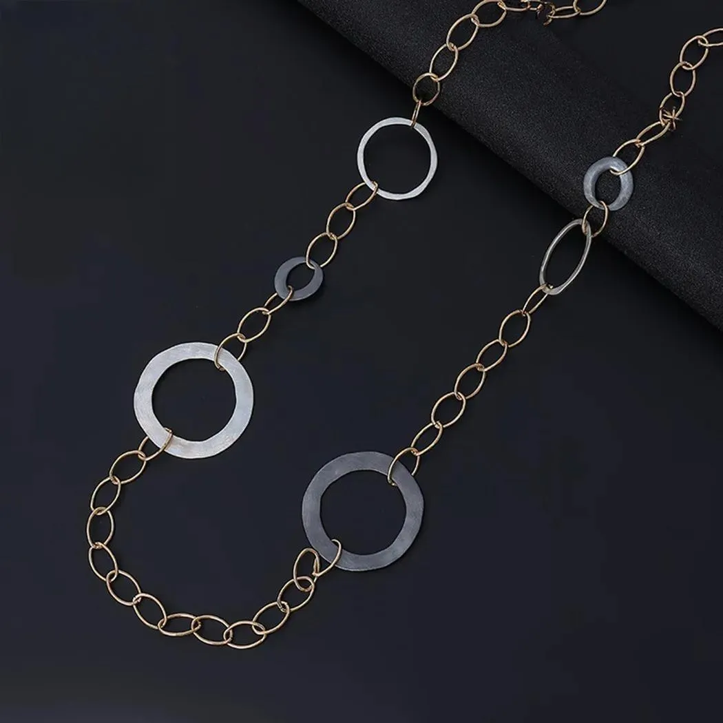 Vintage Long Cross Iron Chains Alloy Collares Necklace for Women