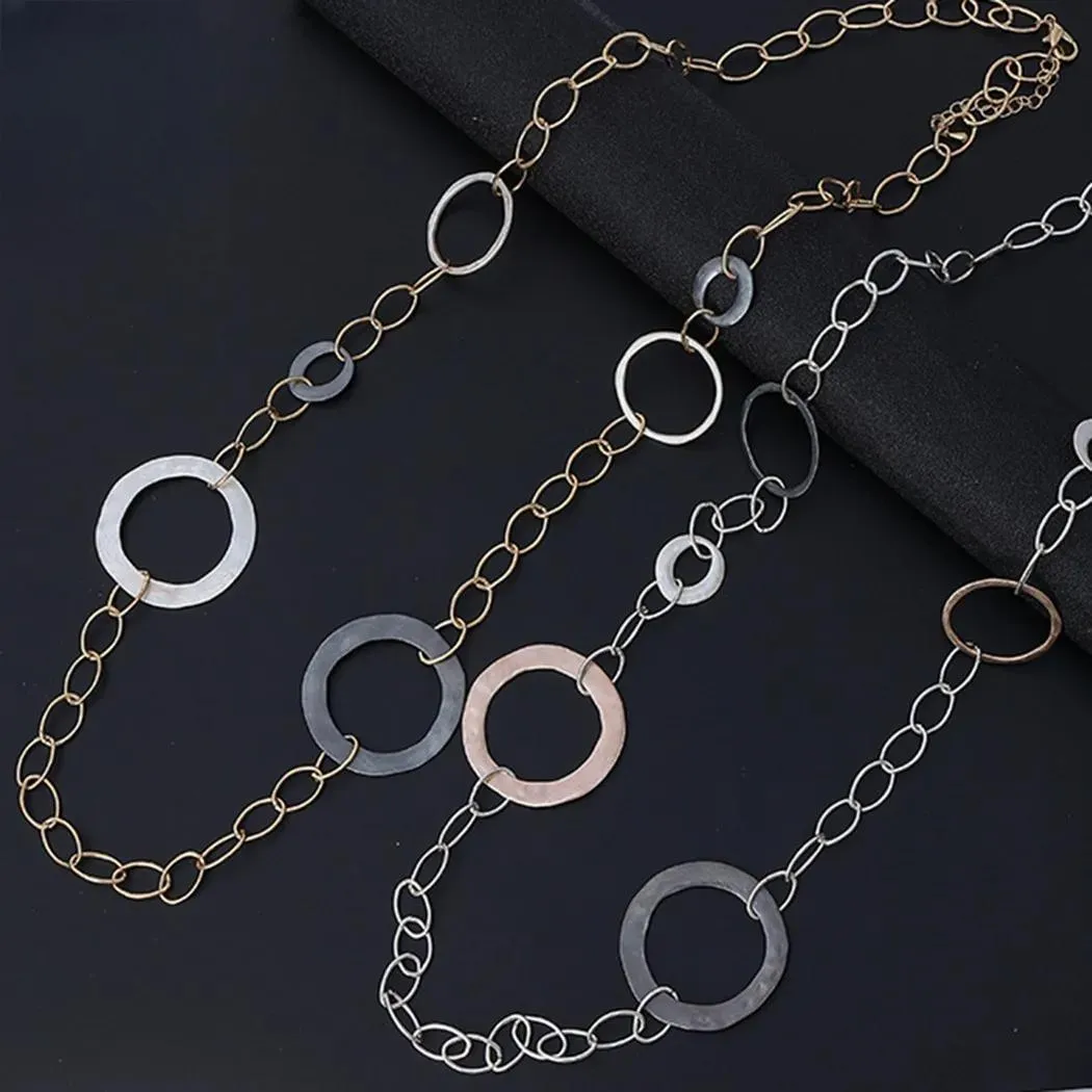 Vintage Long Cross Iron Chains Alloy Collares Necklace for Women