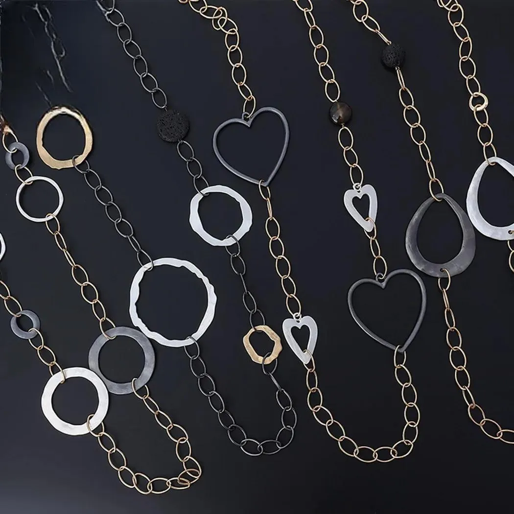 Vintage Long Cross Iron Chains Alloy Collares Necklace for Women
