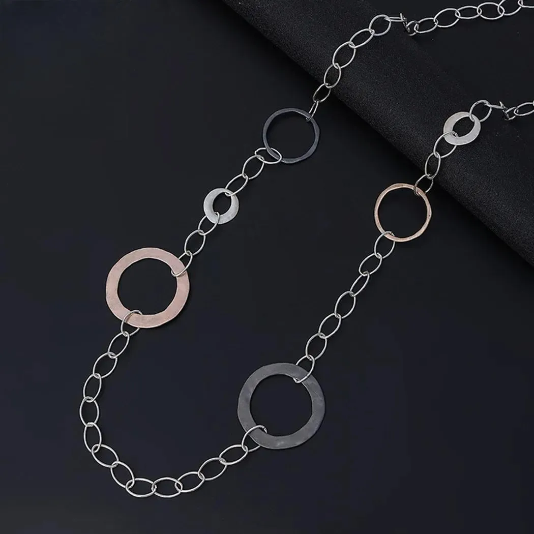 Vintage Long Cross Iron Chains Alloy Collares Necklace for Women