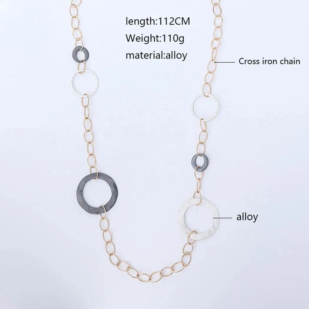Vintage Long Cross Iron Chains Alloy Collares Necklace for Women