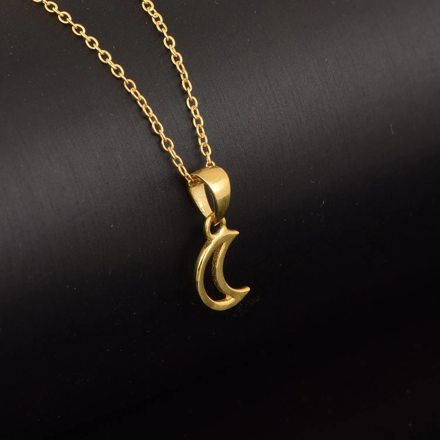 Vintage Necklace For Gift 925 Sterling Silver Crescent Moon Pendant Jewelry