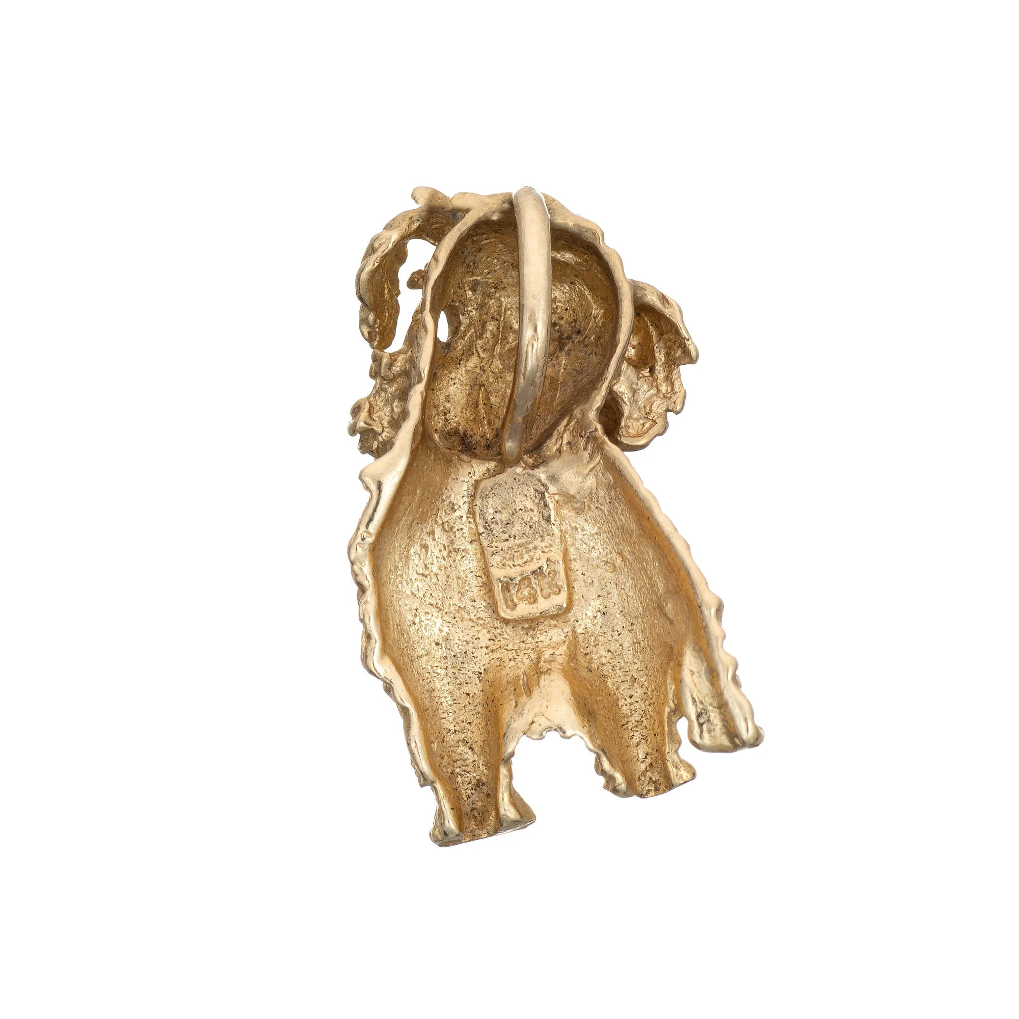 Vintage Puppy Dog Pendant 14k Yellow Gold Sitting Estate Animal Jewelry Small