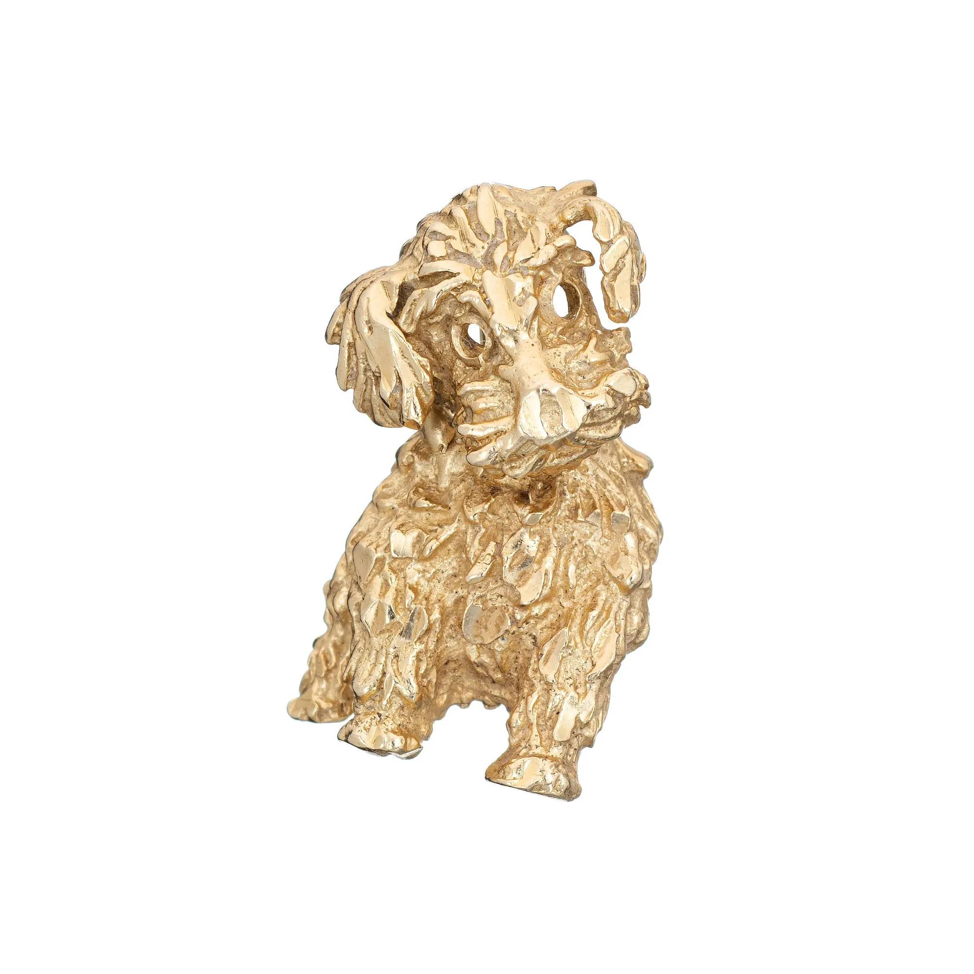 Vintage Puppy Dog Pendant 14k Yellow Gold Sitting Estate Animal Jewelry Small