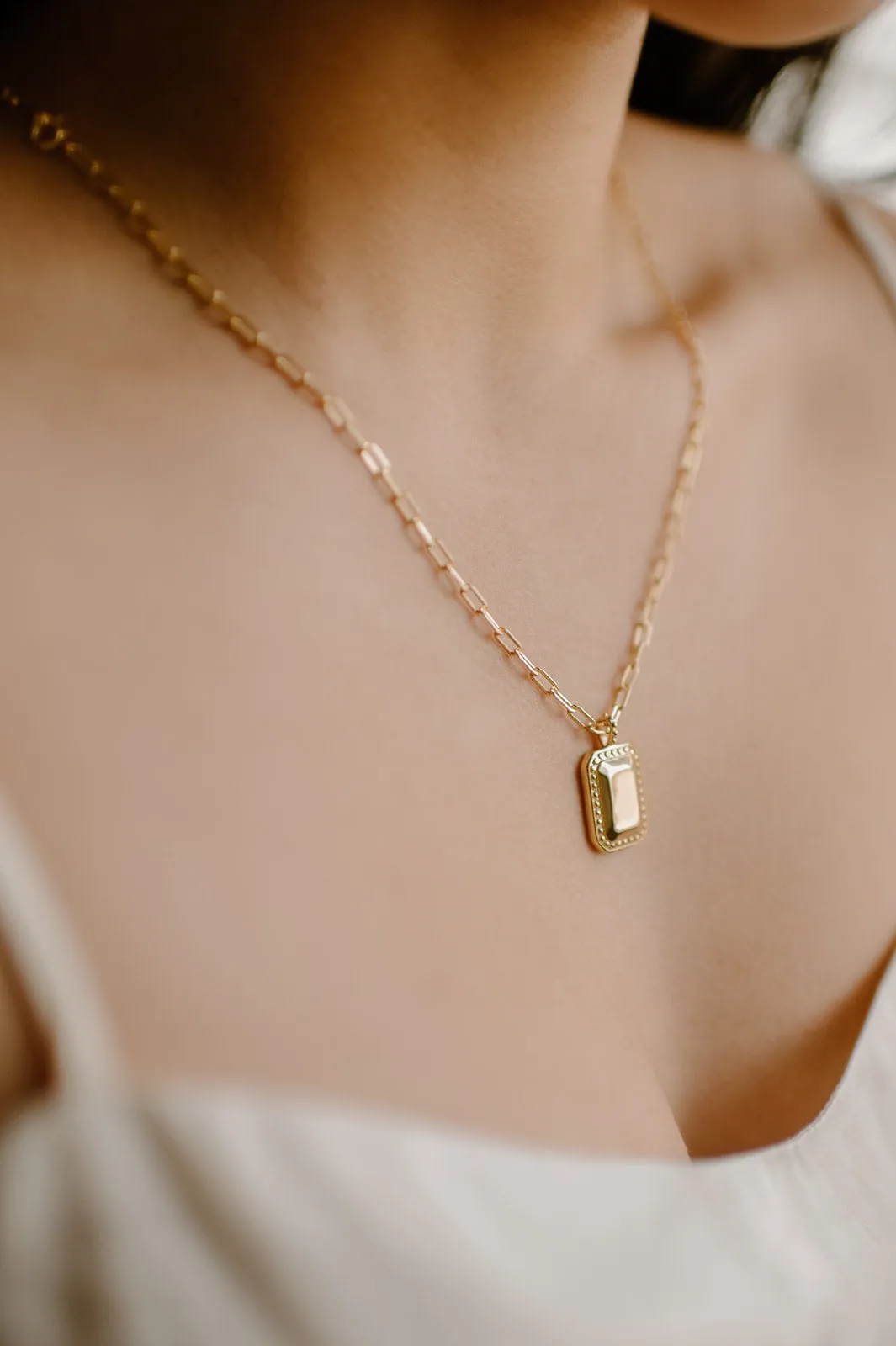Vintage rectangular mirror, statement necklace, chunky link chain, rectangle pendant, paperclip chain, street style, boho, unisex, 925 chain