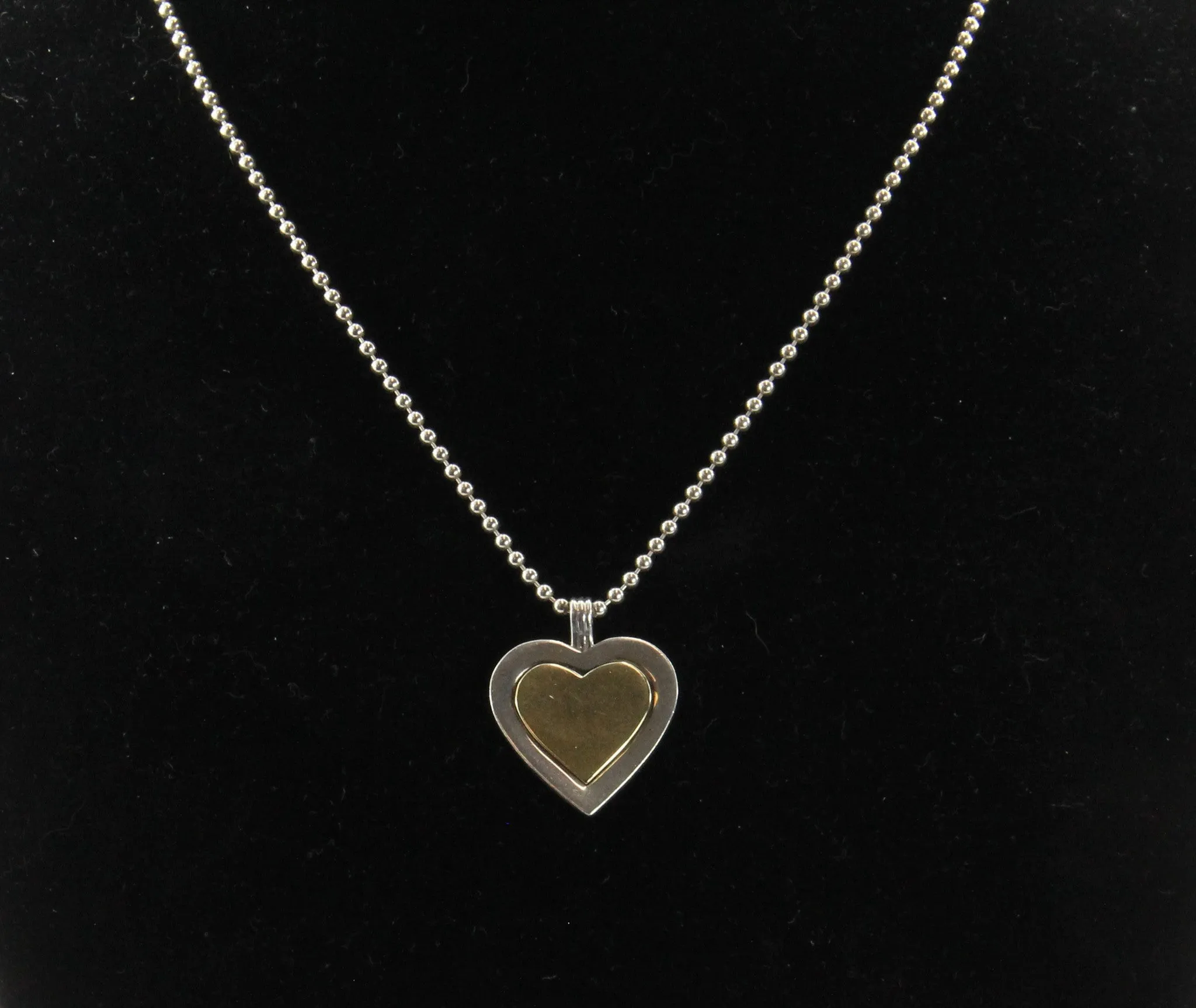 Vintage Tiffany & Co Sterling Silver & 18K Gold Heart Pendant & Necklace