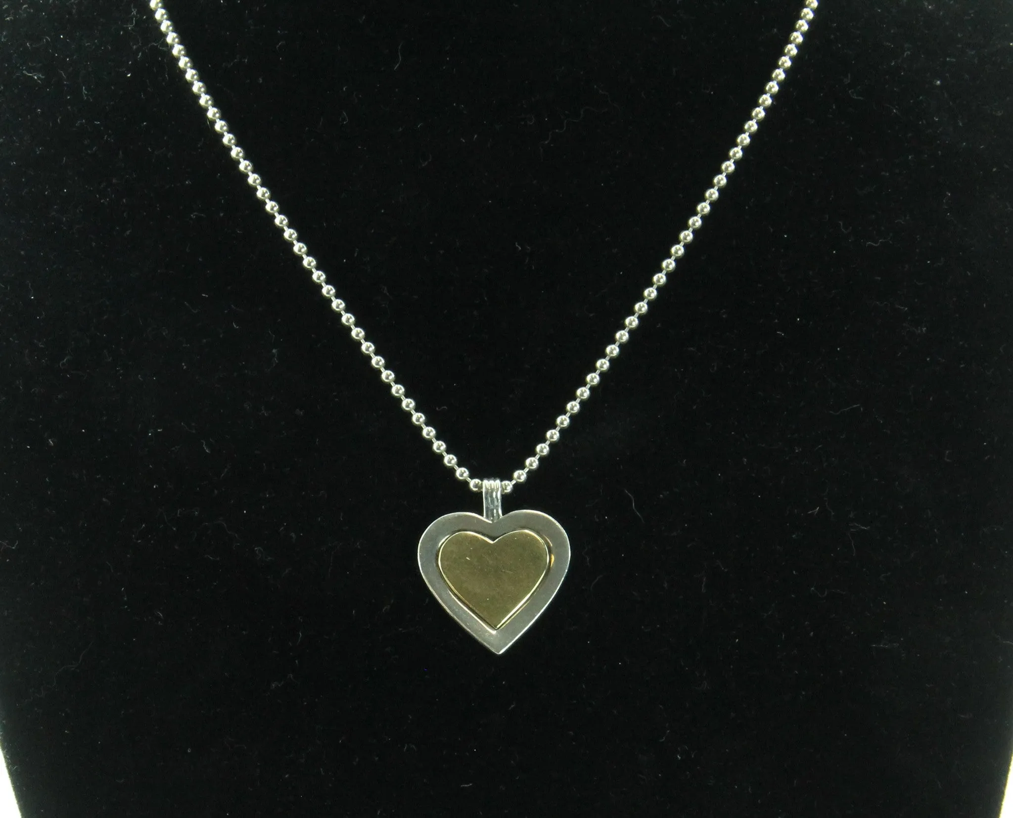 Vintage Tiffany & Co Sterling Silver & 18K Gold Heart Pendant & Necklace