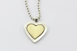 Vintage Tiffany & Co Sterling Silver & 18K Gold Heart Pendant & Necklace
