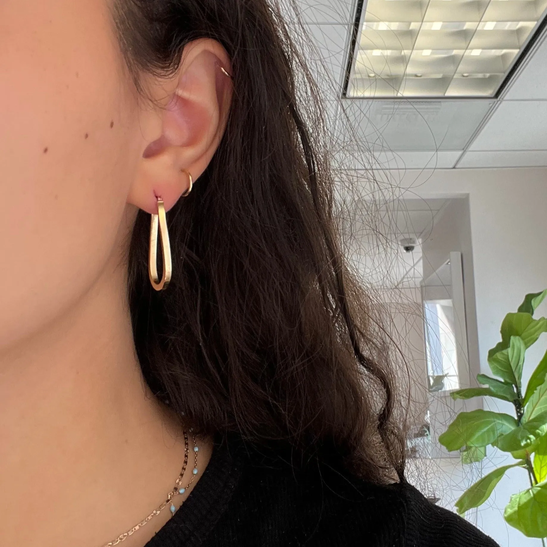 Vintage Twisted Elongated Hoop Earrings