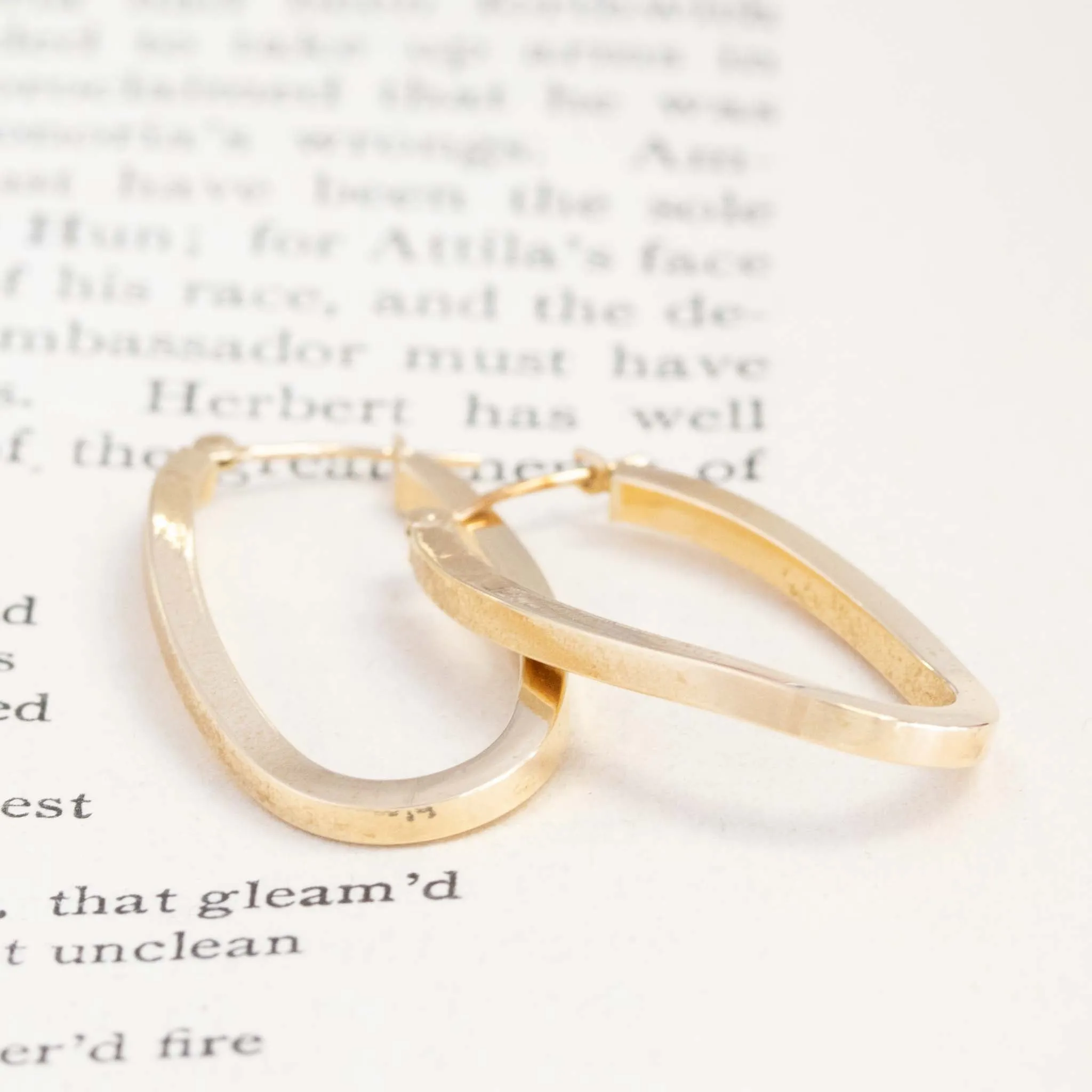 Vintage Twisted Elongated Hoop Earrings