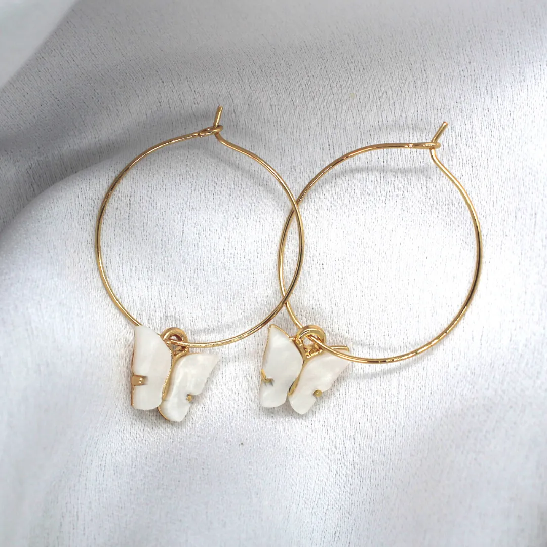 White Butterfly Earring Set