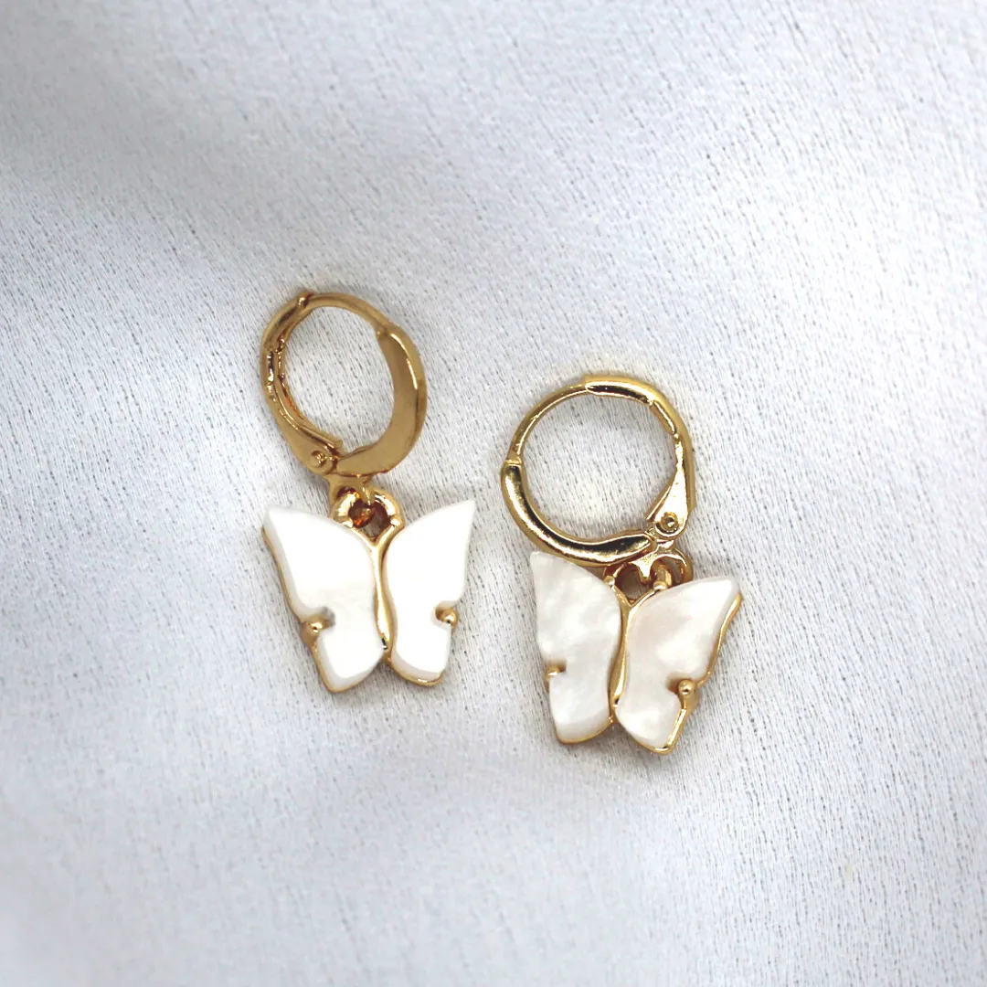White Butterfly Earring Set