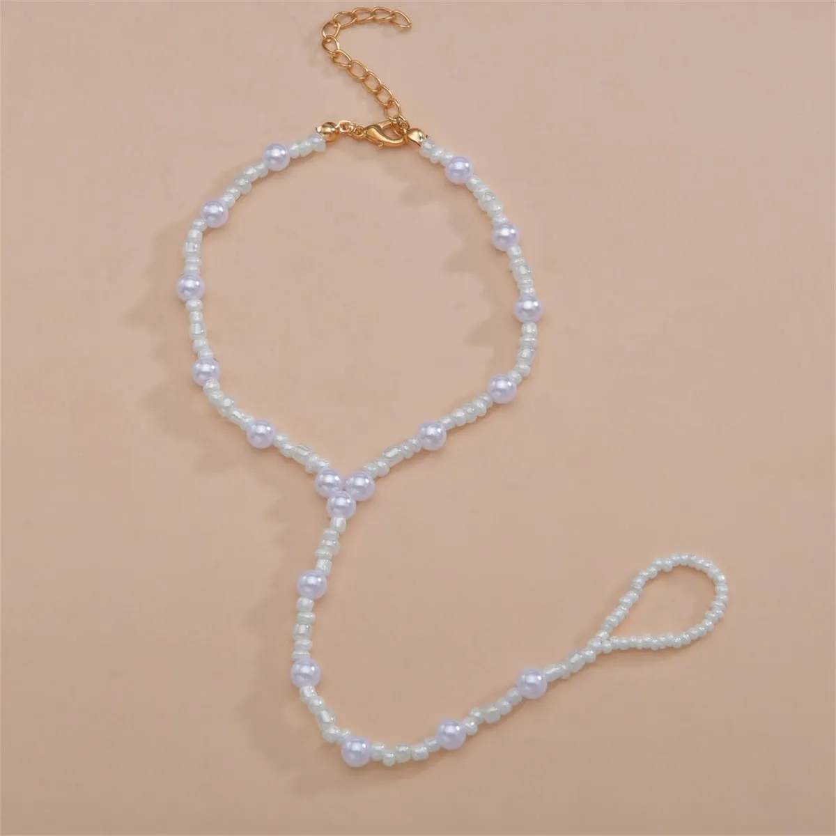 White Howlite & Pearl 18K Gold-Plated Toe-Ring Anklet