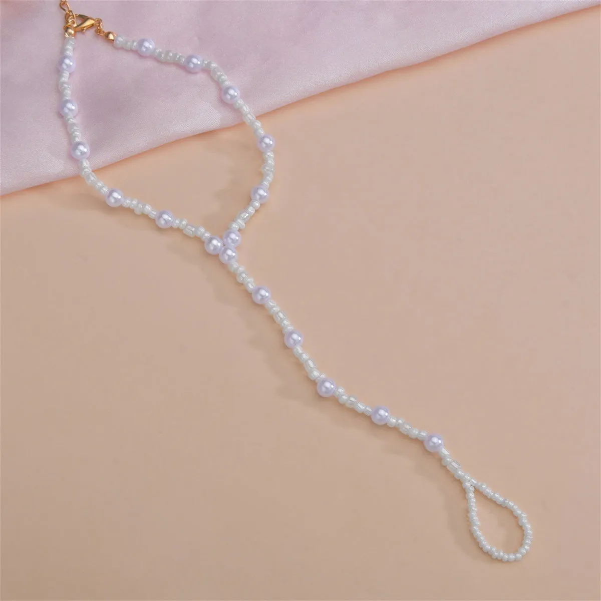 White Howlite & Pearl 18K Gold-Plated Toe-Ring Anklet