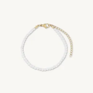 White Moonstone Crystal Beaded Bracelet