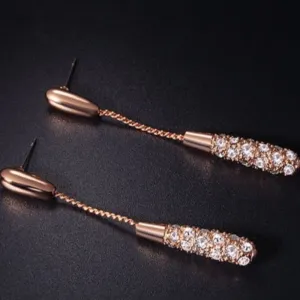 White Sapphire Gemstone Drop Earrings Women Gold Wedding Jewelry