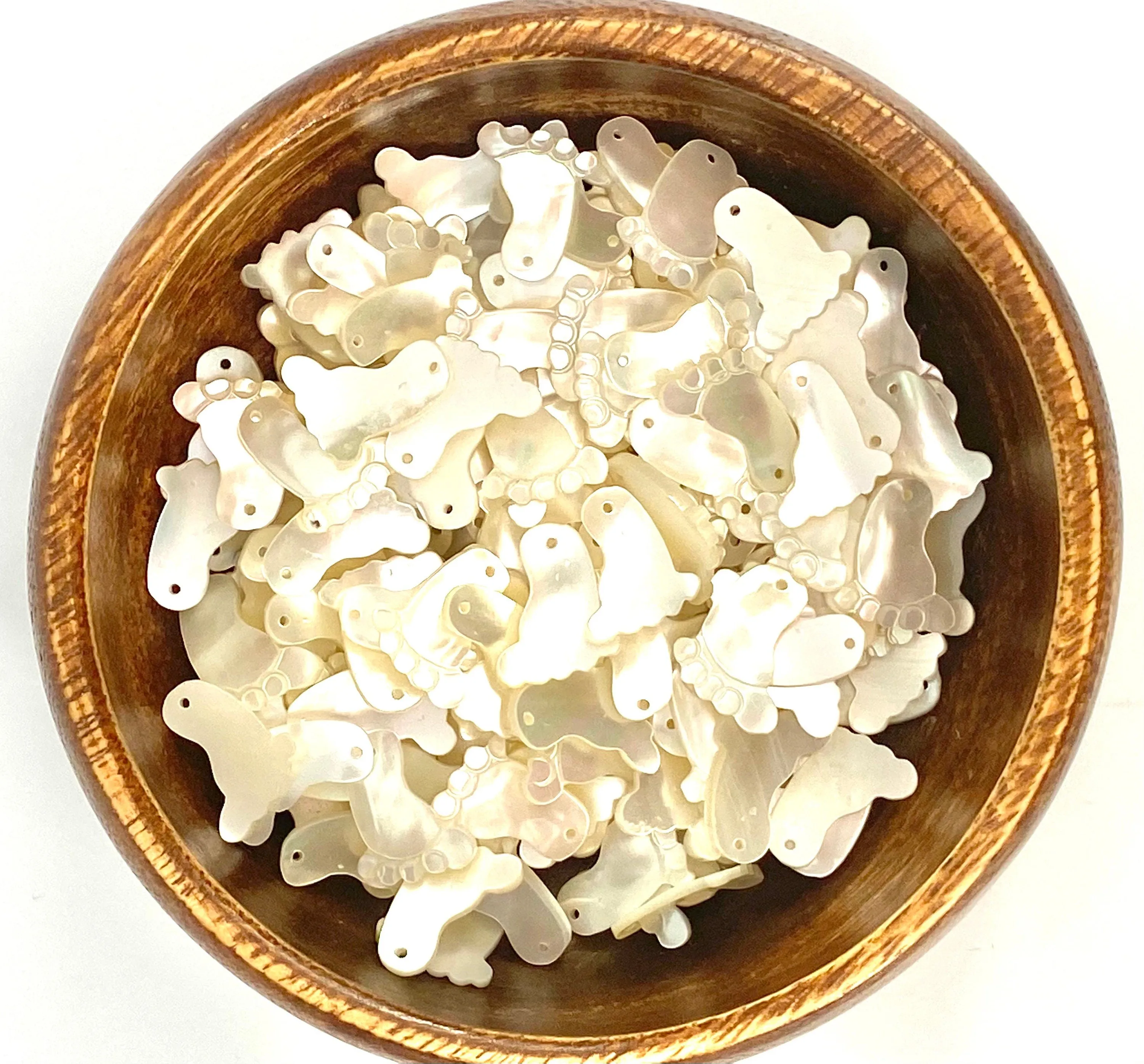 White South Sea Mother Of Pearl Foot Print Bead, Sku#M464