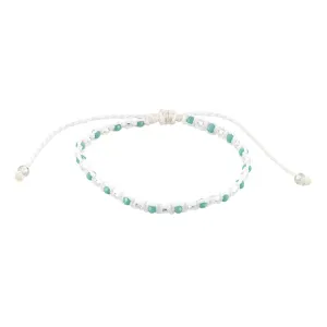 White Wax Cord & Faceted Bead Anklet