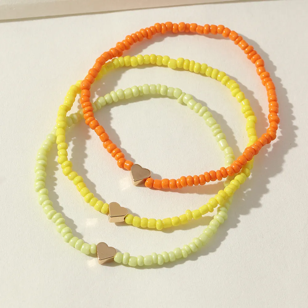 Wholesale Multicolored Rice Bead Anklet Boho Beach Beaded Love JDC-AS-NZ012
