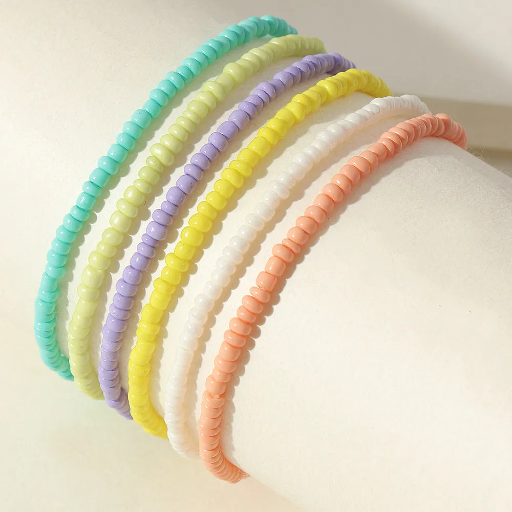 Wholesale Multicolored Rice Bead Anklet Boho Beach Beaded Love JDC-AS-NZ012