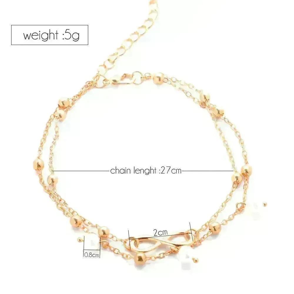 Women Gold and Silver Drop Chain Anklet