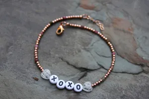 Women's Quartz & Tourmaline gemstone "XOXO" Anklet