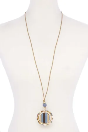 Wooden Pendant Suede Necklace