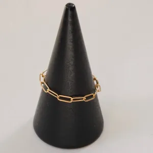 Yellow Gold Paperclip Chain Ring in 14 Karat Yellow Gold (with Lab Created Diamond)