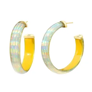 Yellow Iridescent Hoop Earrings