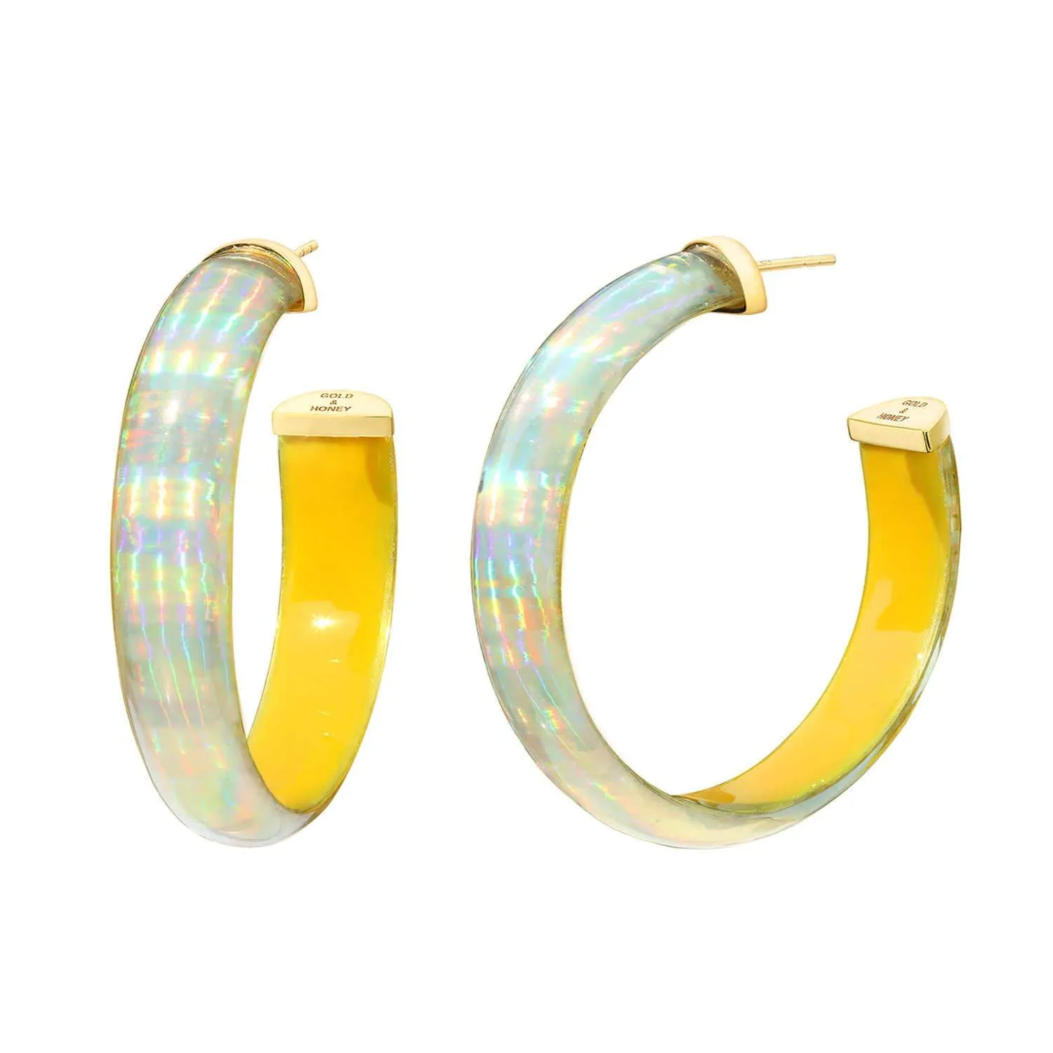 Yellow Iridescent Hoop Earrings