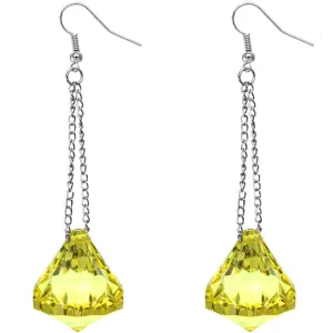 Yellow Large Gemstone Chain Earrings