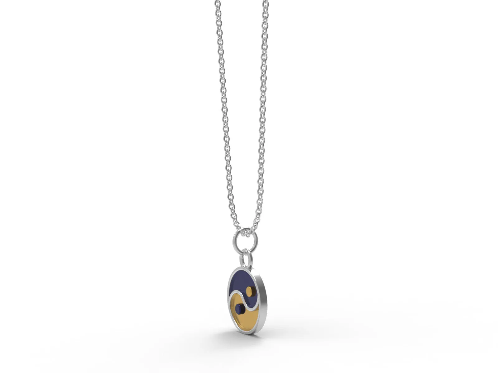 Yin Yang Necklace 925 Sterling Silver Circle Pendant Necklace For Women Religious Enamel Jewelry